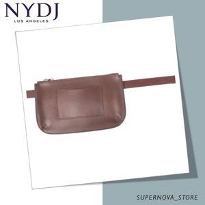 NYDJ Brown Brass Leather Belt Bag Pouch Fanny Pack